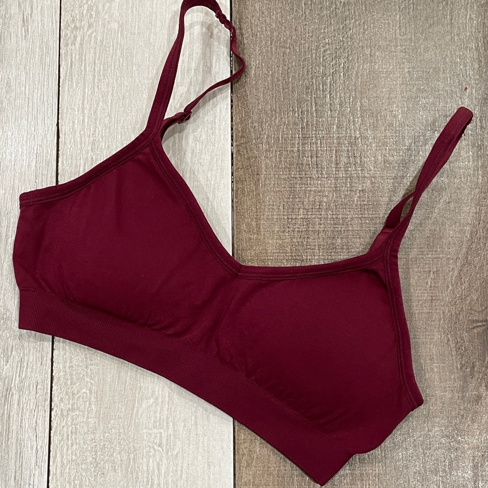 KALON Cami-Style Wireless Burgundy Bralette Sz S/M